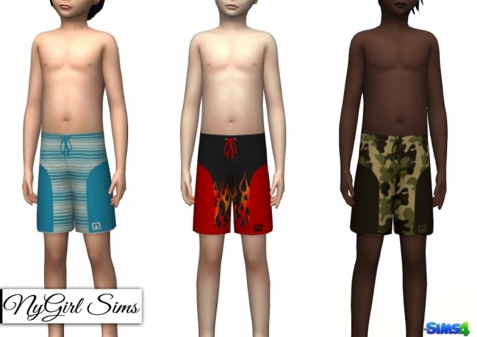 Sims 4 Boys Swim Trunk Three Pack at NyGirl Sims