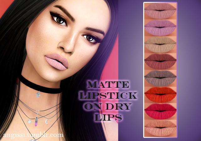 Sims 4 Matte lipstick on dry lips at Angissi