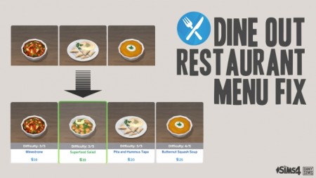 Dine Out Restaurant Menu Fix at Oh My Sims 4