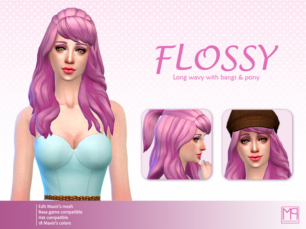 Sims 4 manueaPinny Flossy hair by nueajaa at TSR
