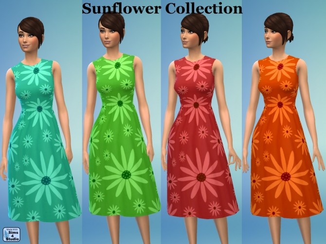 Sims 4 GP03 FullBody Female SunFlowers SET by wendy35pearly at Mod The Sims