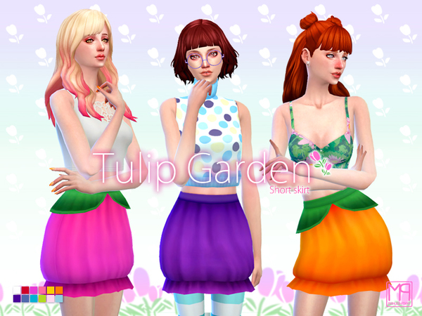 Sims 4 ManueaPinny tulip garden skirts set by nueajaa at TSR