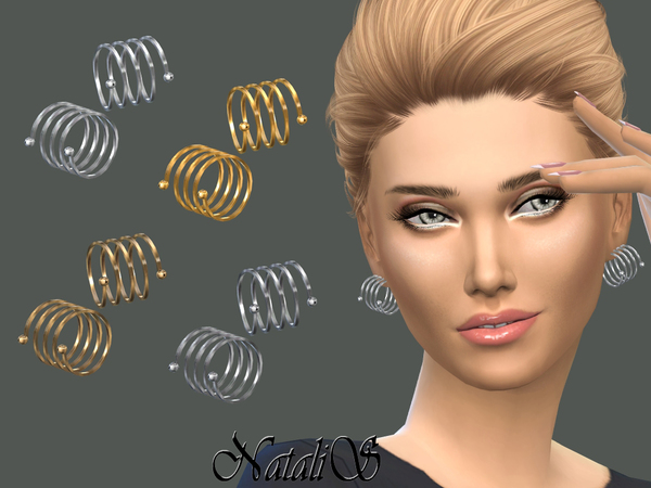 Sims 4 Spiral metal earrings by NataliS at TSR
