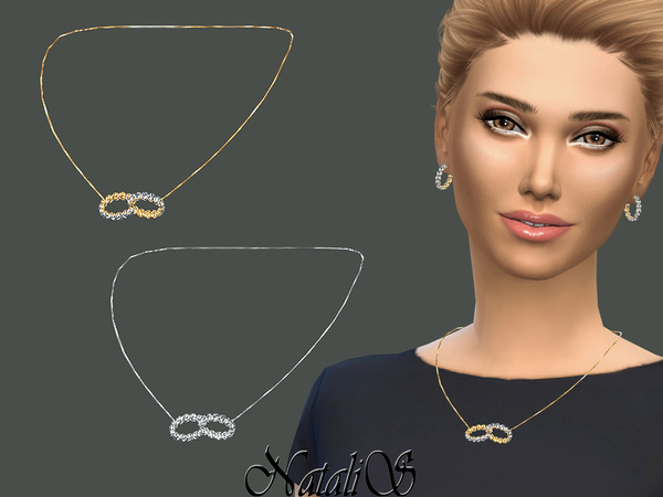 Sims 4 Crystal Pave Hoops Necklace by NataliS at TSR