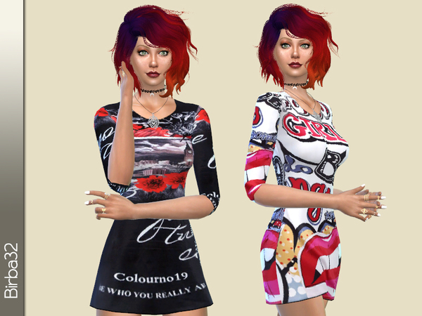 Sims 4 Written dress by Birba32 at TSR