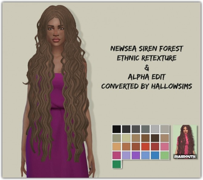 Sims 4 Siren Forest Hair Ethnic Retexture at Maimouth Sims4