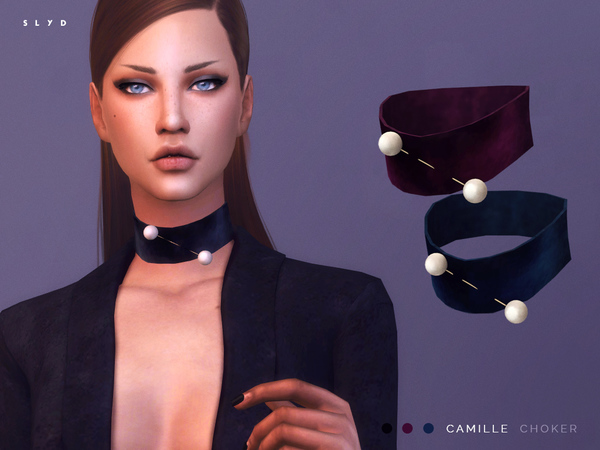 Sims 4 Camille Velvet Choker by SLYD at TSR