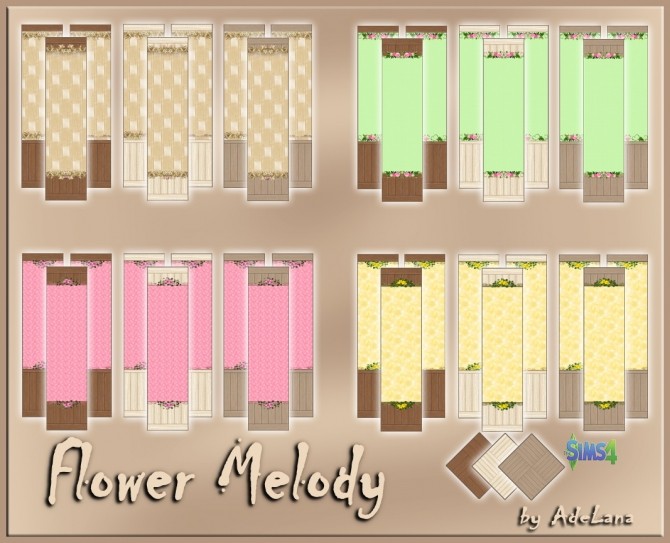 Sims 4 Flower Melody set wallpaper and floor by AdeLanaSP at Mod The Sims