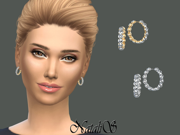 Sims 4 Crystal Pave Small Hoop Earrings by NataliS at TSR