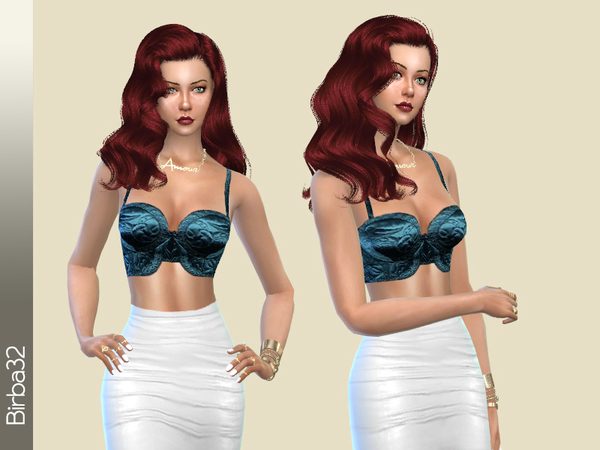 Sims 4 Kardashian Blue Top by Birba32 at TSR