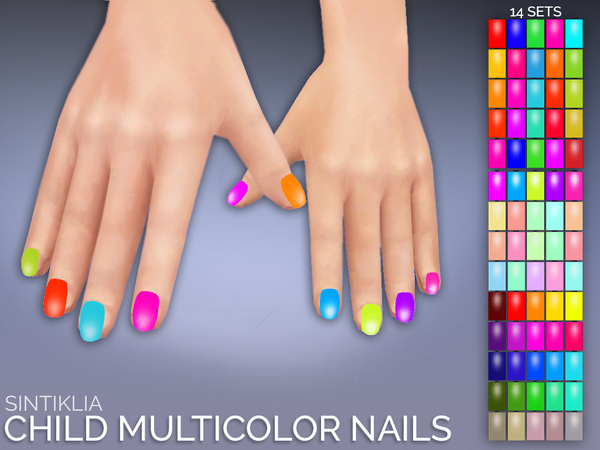 Sims 4 Multicolor child nails by Sintiklia at TSR