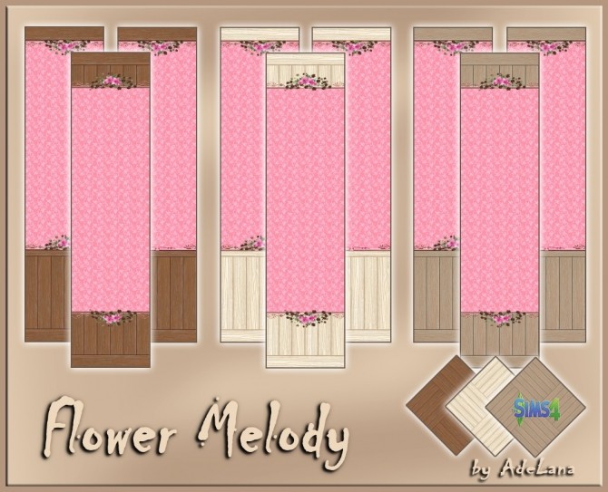 Sims 4 Flower Melody set wallpaper and floor by AdeLanaSP at Mod The Sims