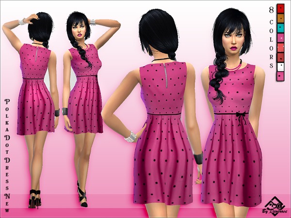 Sims 4 PolkaDot Dress New by Devirose at TSR