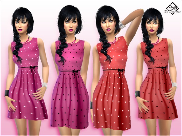 Sims 4 PolkaDot Dress New by Devirose at TSR