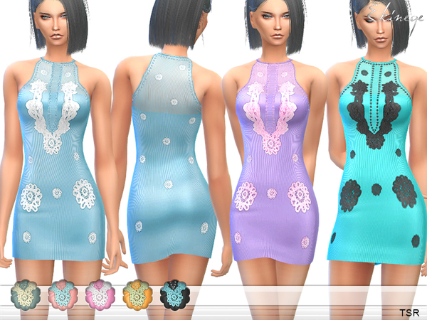 Sims 4 Applique Mini Dress by ekinege at TSR