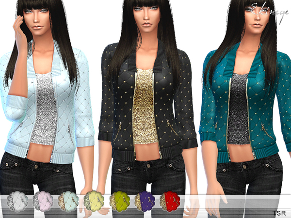 Sims 4 Embellished Quilted Jacket by ekinege at TSR