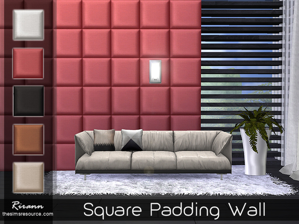 Sims 4 Square Padding Wall by Rirann at TSR