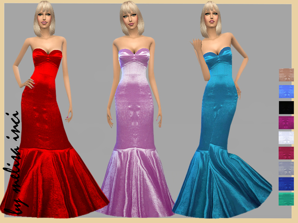 Sims 4 Mermaid Satin Dress by melisa inci at TSR