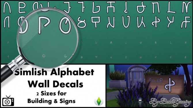 Sims 4 Simlish Alphabet Wall Decals by Bakie at TSR