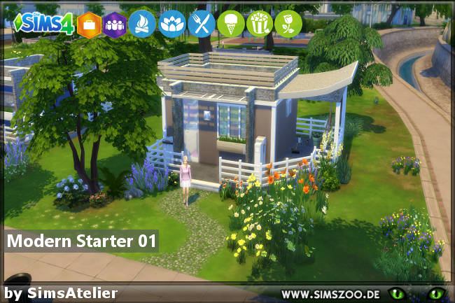 Sims 4 Modern Starter house by SimsAtelier at Blacky’s Sims Zoo