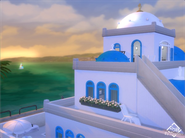 Sims 4 Santorini Athena Suites house by Devirose at TSR