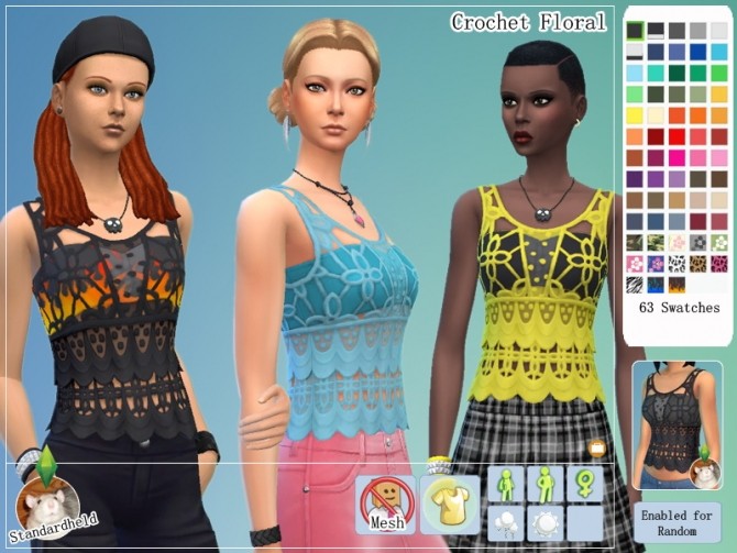 Sims 4 Crochet Floral top by Standardheld at SimsWorkshop