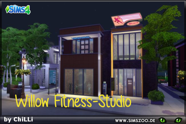 Sims 4 Willow Fitness Studio by ChiLLi at Blacky’s Sims Zoo