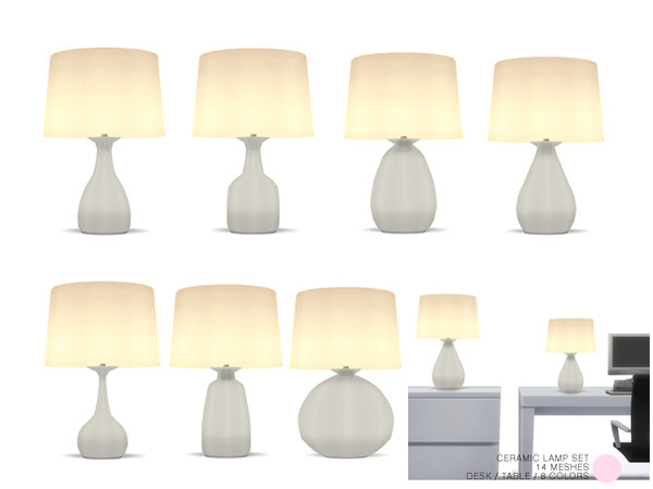 Sims 4 Ceramic Lamp Set by DOT at TSR
