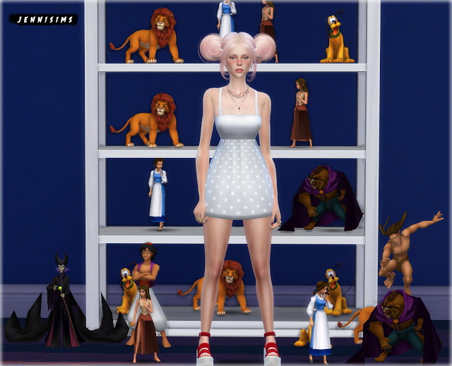 Sims 4 Beast, Belle, Aladdin, Jane, Maleficent, Pluto, Simba, Tarzan deco at Jenni Sims