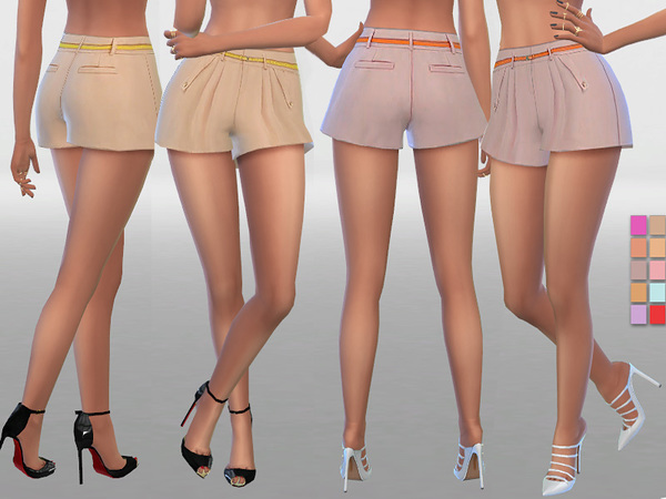 Sims 4 Summer Shorts With Belt by Pinkzombiecupcakes at TSR