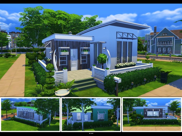 Sims 4 Eco Petite house by mlpermalino at TSR