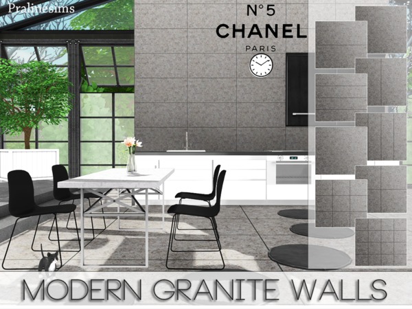 Sims 4 Modern Granite Walls by Pralinesims at TSR