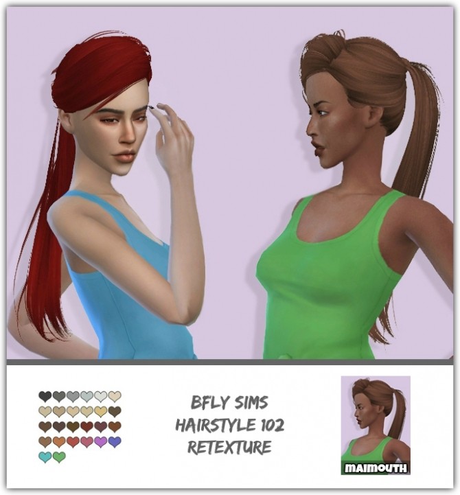 Sims 4 B fly Hair 102 Retexture at Maimouth Sims4