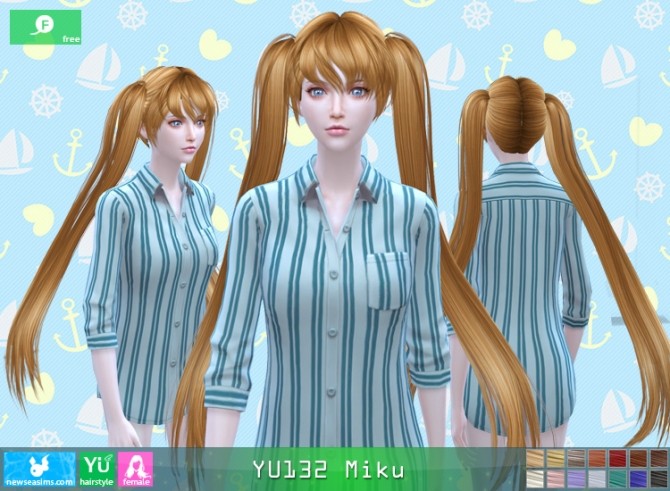 Sims 4 YU132 Miku hair (free) at Newsea Sims 4