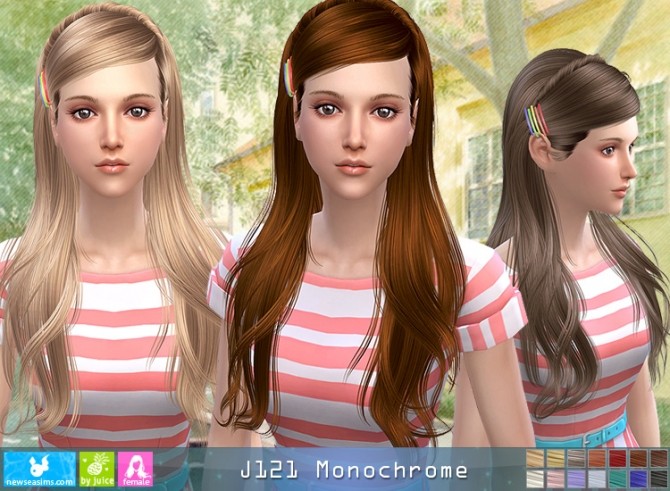 Sims 4 J121 Monochrome hair (pay) at Newsea Sims 4