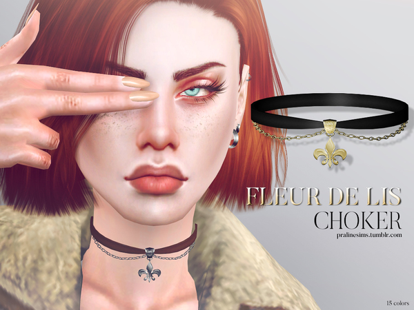 Sims 4 Fleur De Lis Choker by Pralinesims at TSR