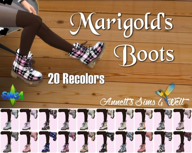Sims 4 Marigolds Combat Boots Recolors at Annett’s Sims 4 Welt
