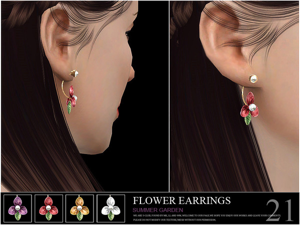 Sims 4 Earrings 21(f) by S Club LL at TSR