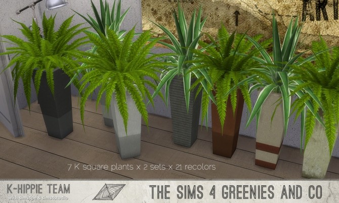Sims 4 K Square Plants Agave + Fern x 3 sets at K hippie