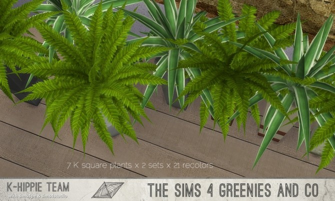 Sims 4 K Square Plants Agave + Fern x 3 sets at K hippie