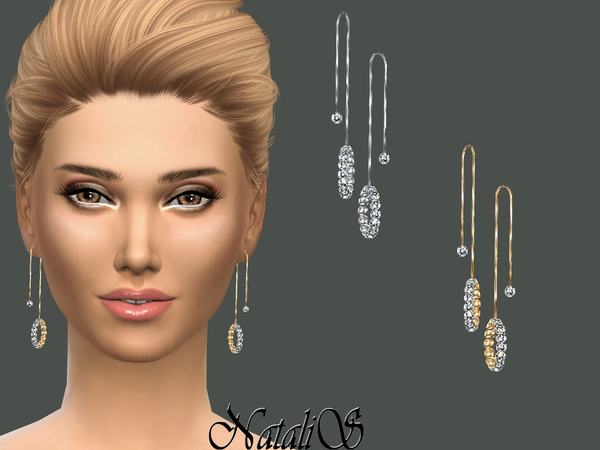Sims 4 Crystal Pave Drop Earrings by NataliS at TSR