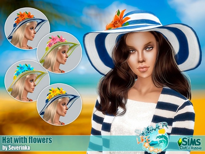 Sims 4 Hat with flowers at Sims by Severinka