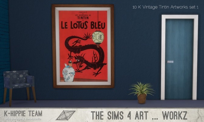 Sims 4 K Vintage Tintin Artworks set 1 at K hippie