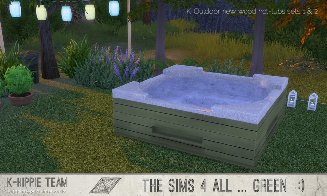 Sims 4 K Outdoor New Wood Hot Tubs 2x7 sets 1 & 2 at K hippie