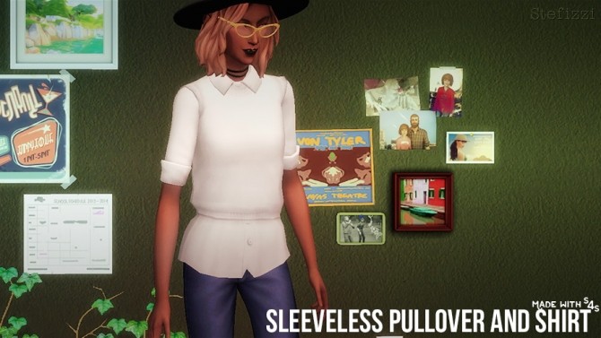 Sims 4 SLEEVELESS PULLOVER AND SHIRT at Stefizzi