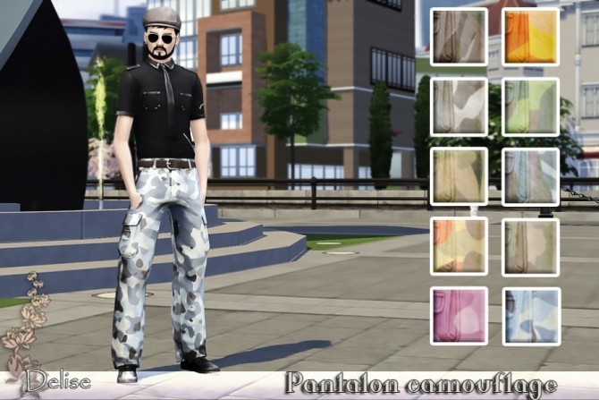 Sims 4 Camouflage cargo pants by Delise at Sims Artists