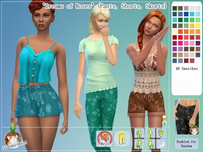 Sims 4 Dreams of Roses sleep pants by Standardheld at SimsWorkshop
