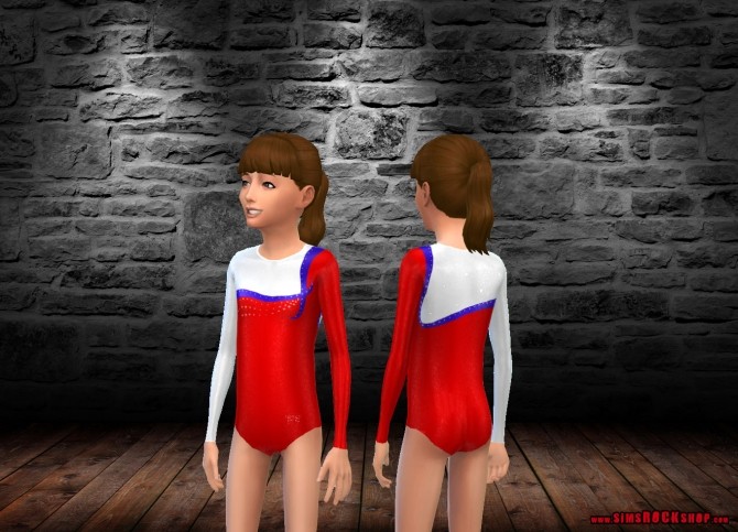 Sims 4 FV Red, White & Blue Ribbon Mystique Gymnastics Leotard by FrankVjecy at Mod The Sims