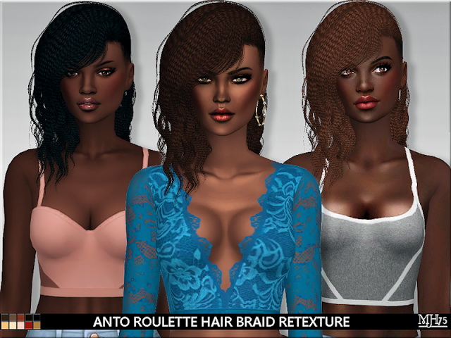 Sims 4 Anto Roulette Hair Braid Retexture at Sims Addictions