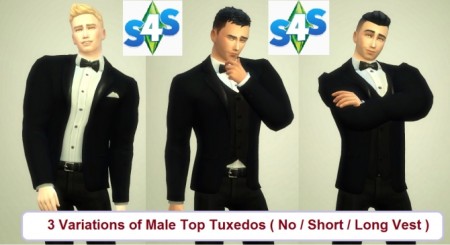 Tuxedo Top 3 variants by monkeysimmy4 at SimsWorkshop